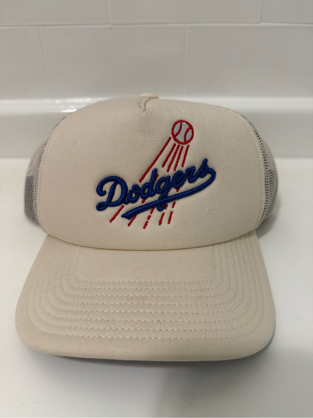 Dodgers Beige Trucker Hat